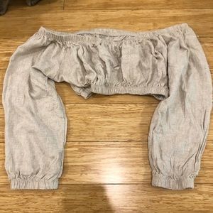 tan off the shoulder crop top